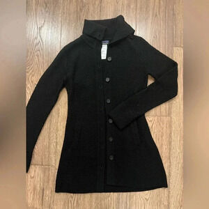 Patagonia 100% Merino Wool Sweater Coat Knit Long Cardigan Small Black NWOT
